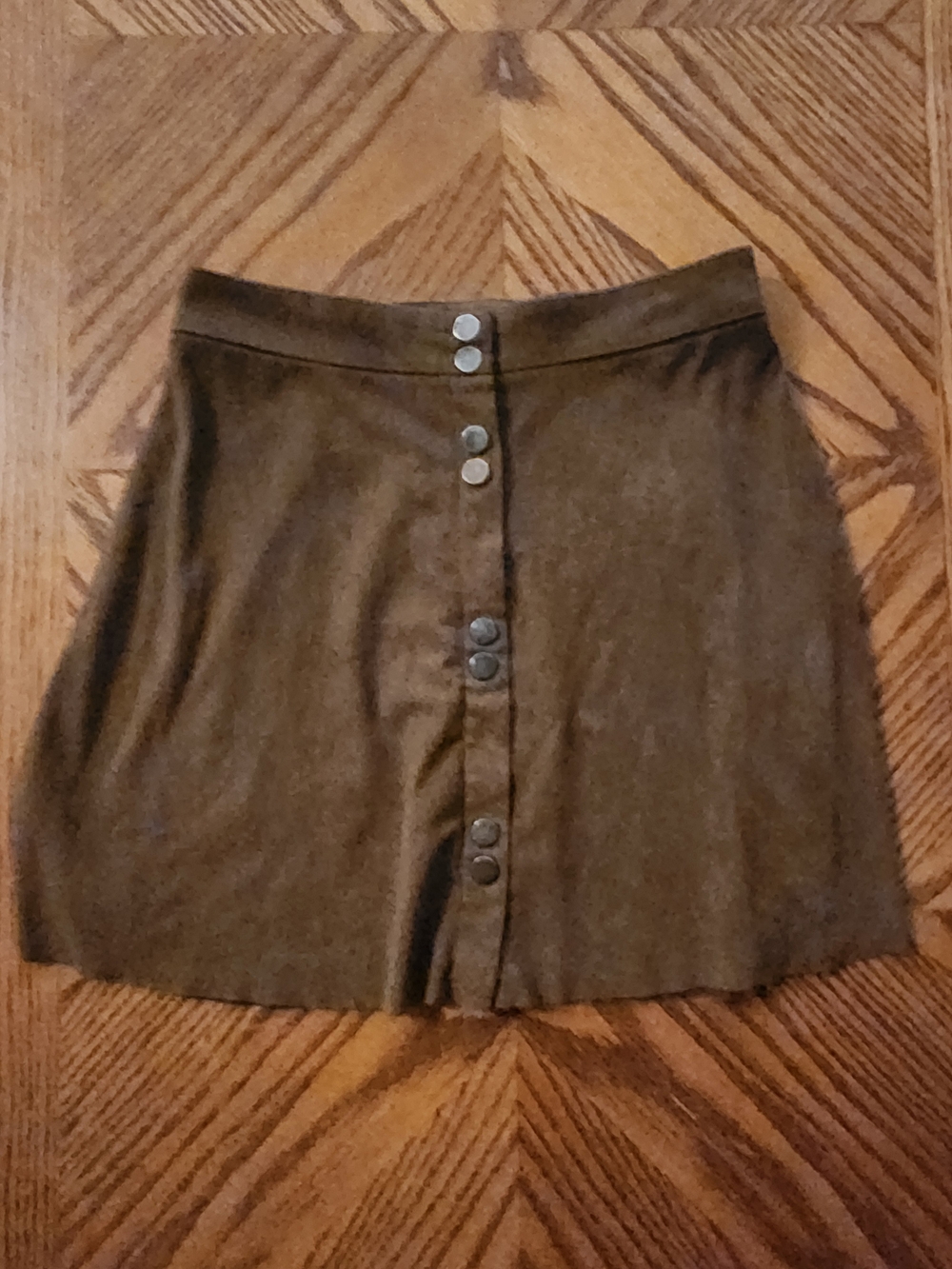 Dynamite Button-Front A-Line Skirt in Olive Brown